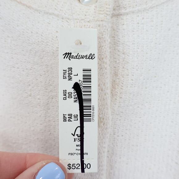 Madewell Split Crewneck Cardigan Tank Lighthouse Size Large NWT - Picture 7 of 8